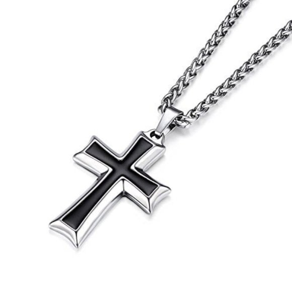 Men's Stainless Steel Cross Necklace - Picture 1 of 4